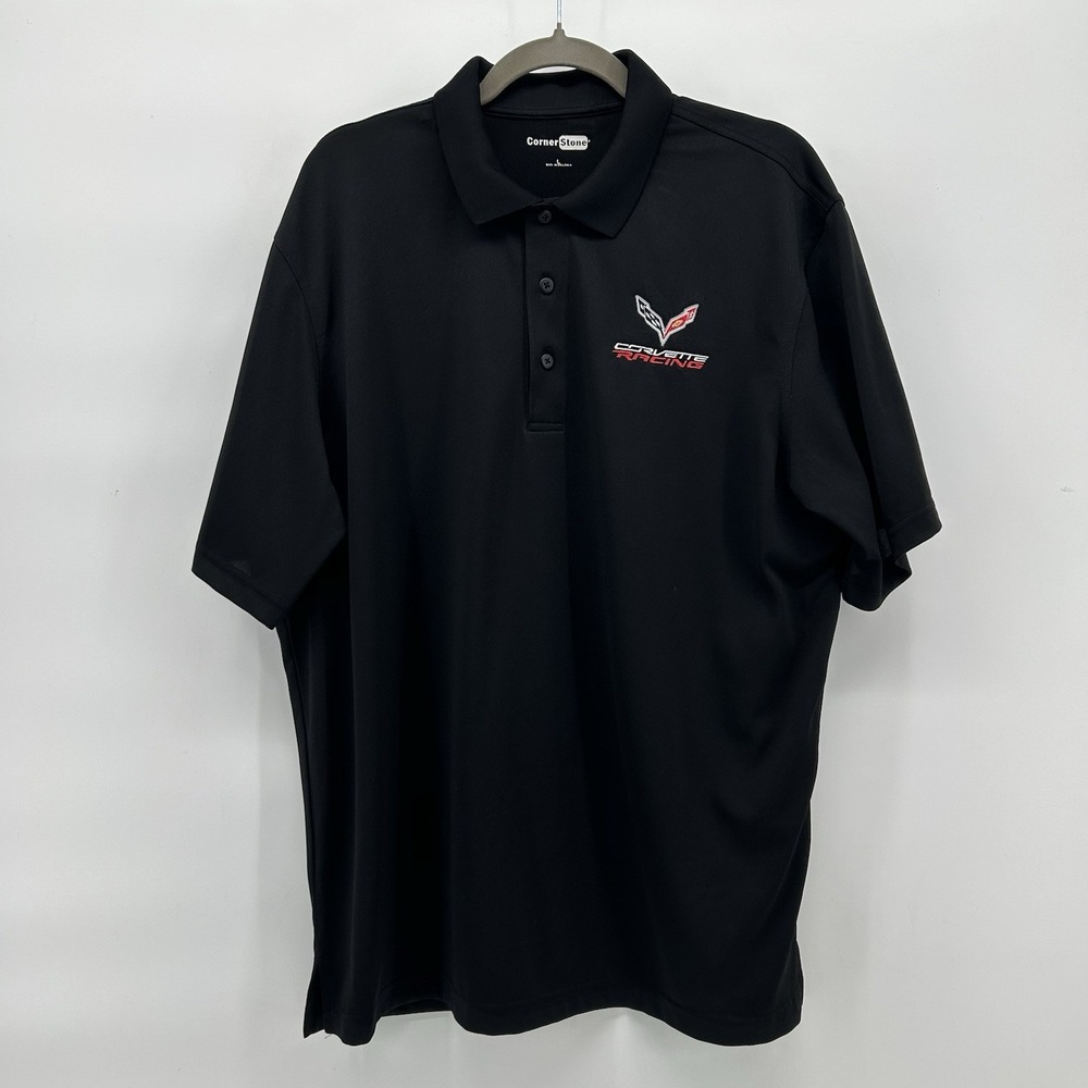 CornerStone Corvette Racing C7.R Polo Mens L Black Embroidered Performance
